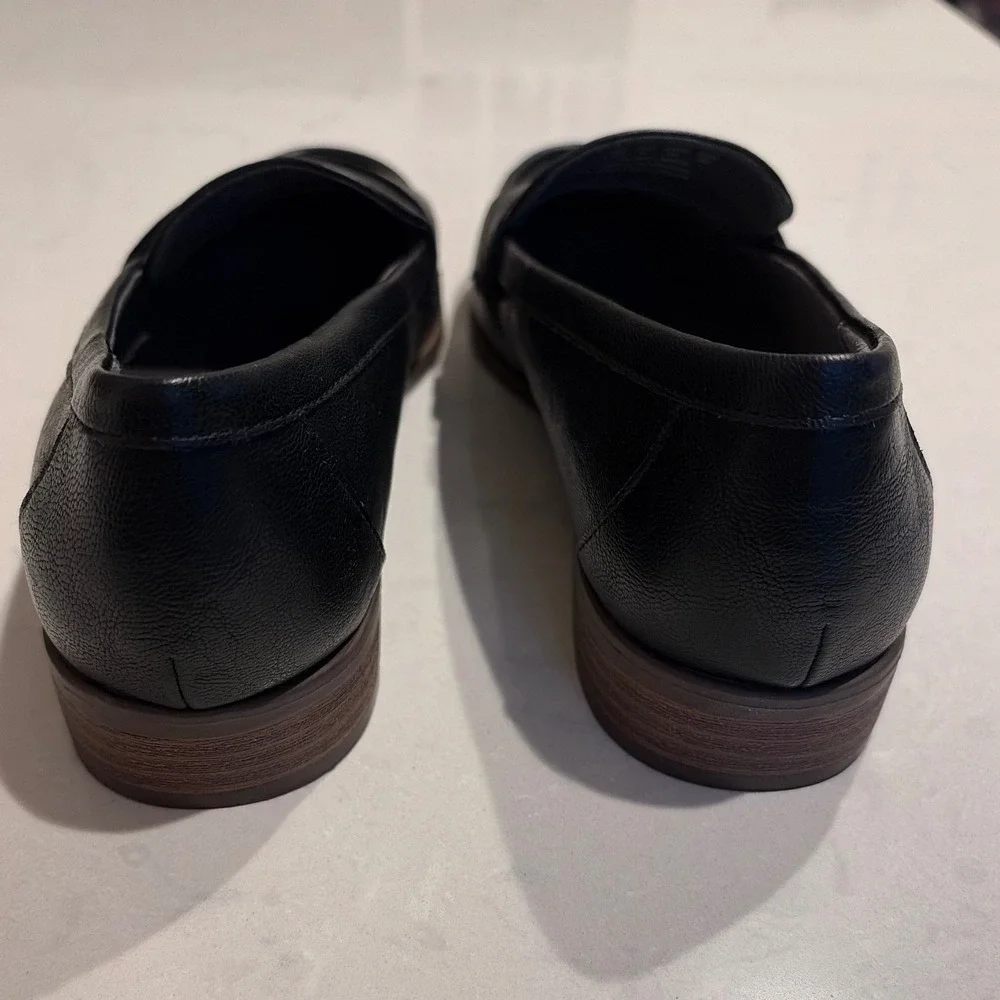 Dr Scholls Penny Loafers Women 8.5 Black Faux Leather Slip On Academic Preppy